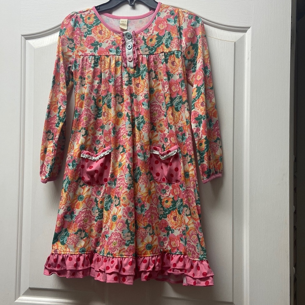Matilda Jane girls pink floral dress long sleeve